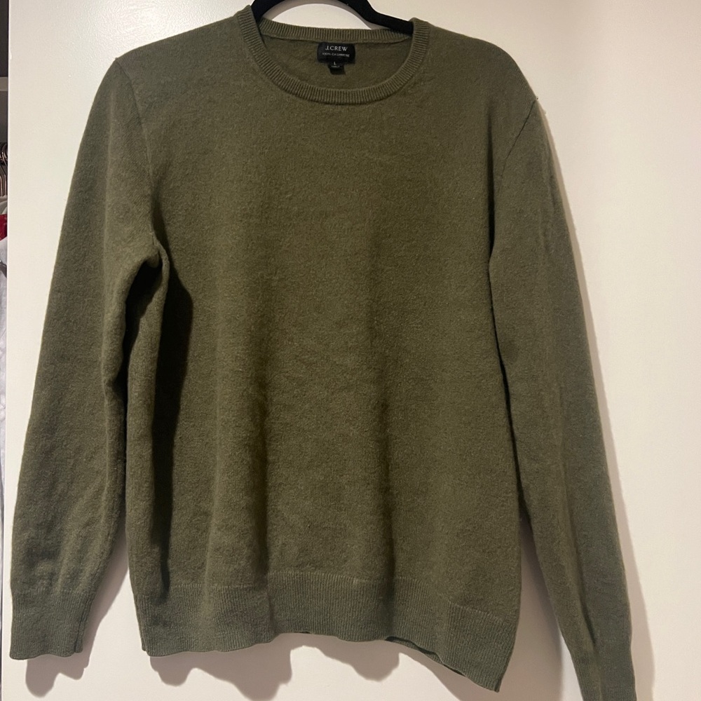 J Crew 100% Cashmere Sweater Olive Green
